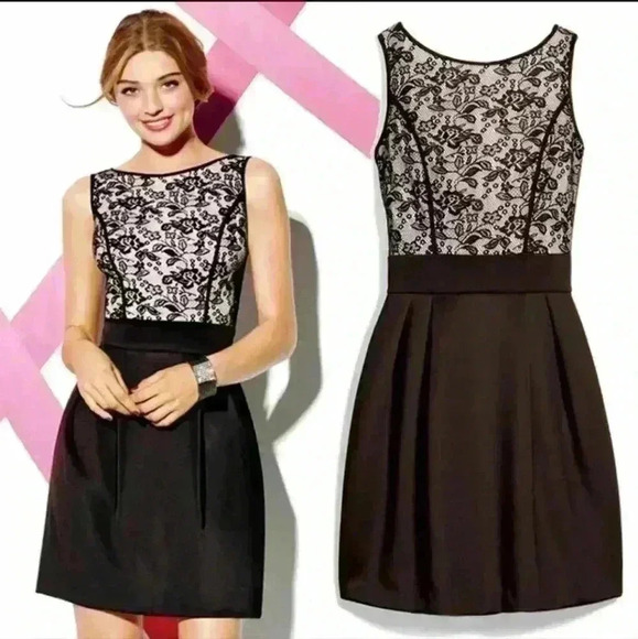 mark Grand Entrance black lace mini sleeveless dress medium - Picture 1 of 12